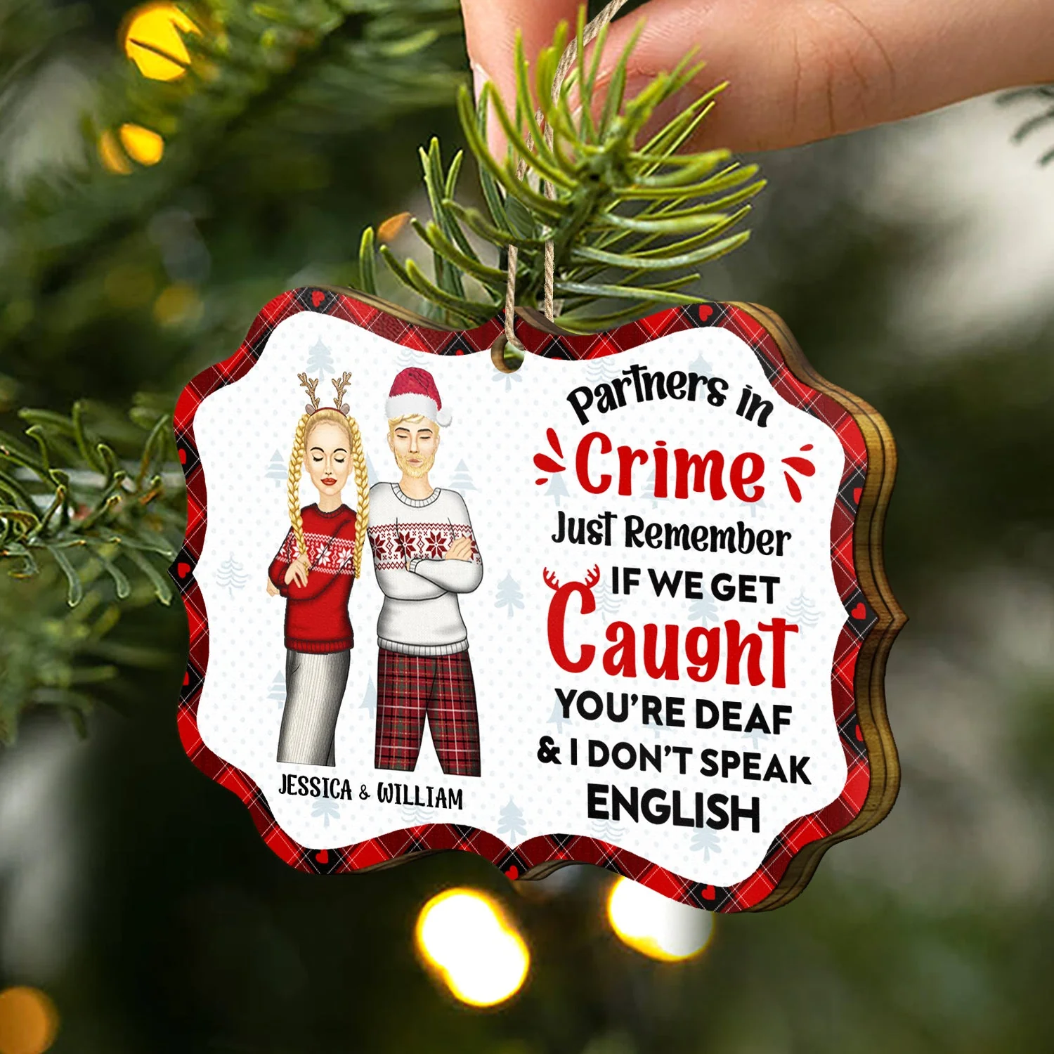 Christmas Bestie Fashion If We Get Caught Just Remember - Gift For Bestie - Personalized Medallion Wooden Ornament - Image 2