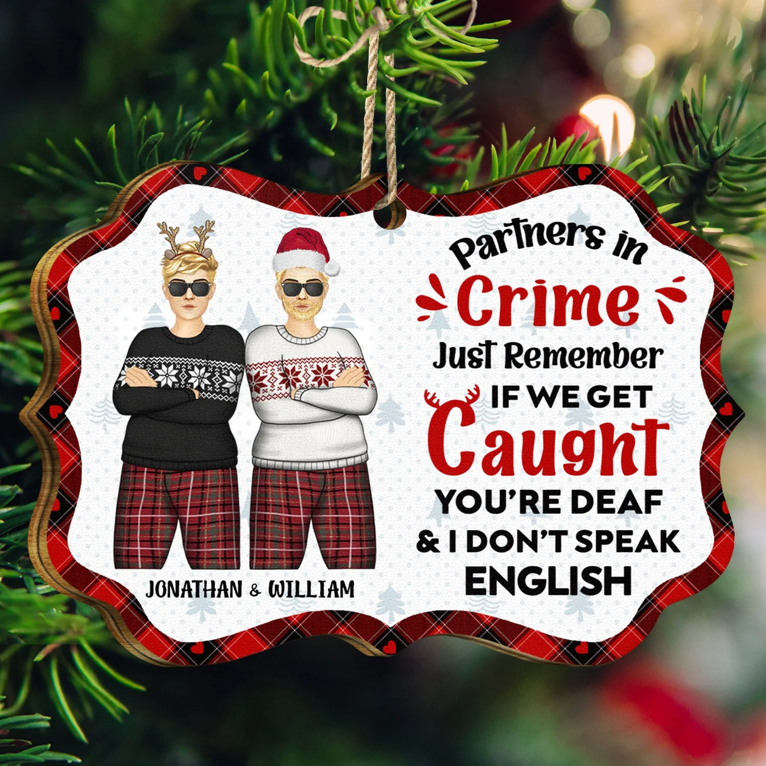Christmas Bestie Fashion If We Get Caught Just Remember - Gift For Bestie - Personalized Medallion Wooden Ornament - Image 3
