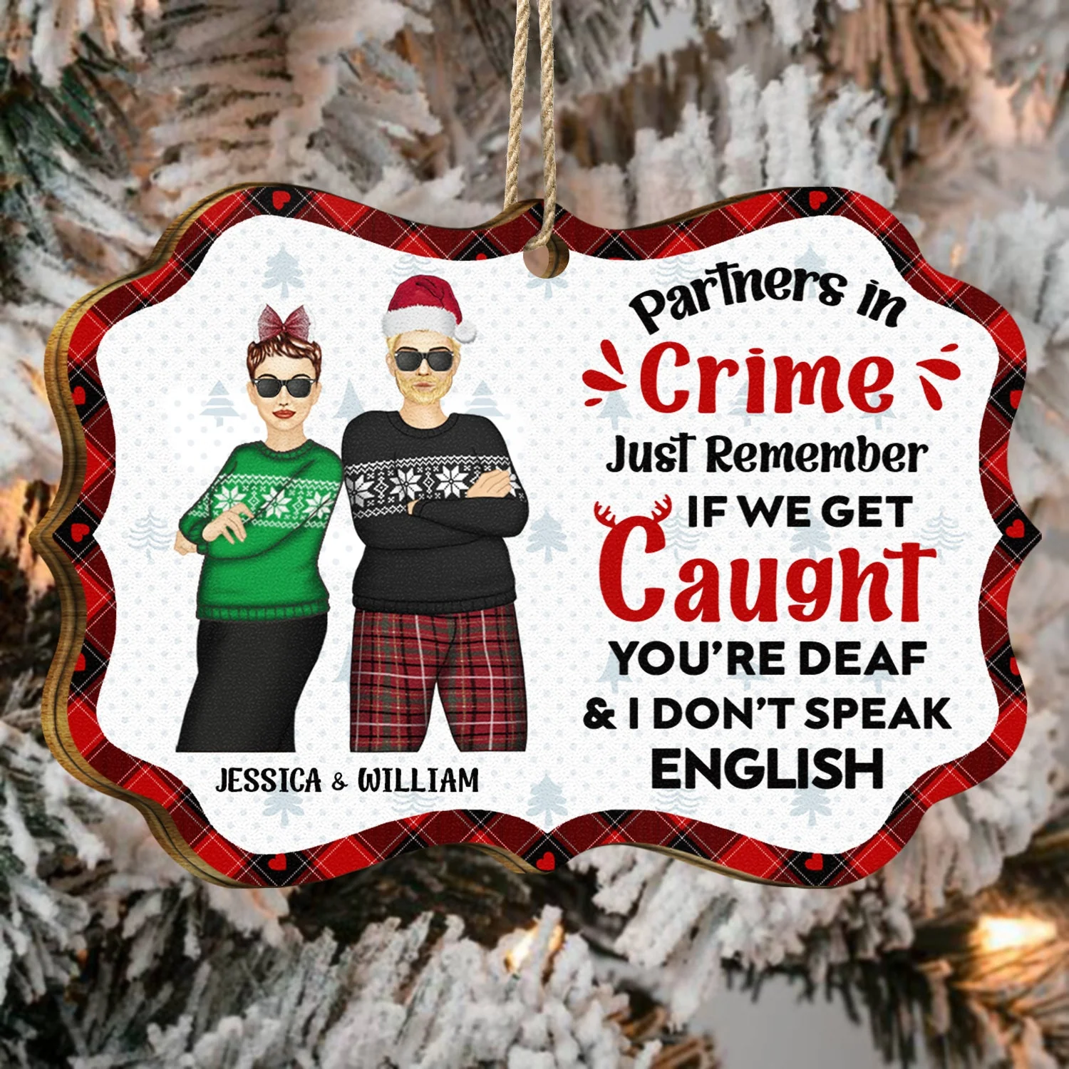 Christmas Bestie Fashion If We Get Caught Just Remember - Gift For Bestie - Personalized Medallion Wooden Ornament - Image 4
