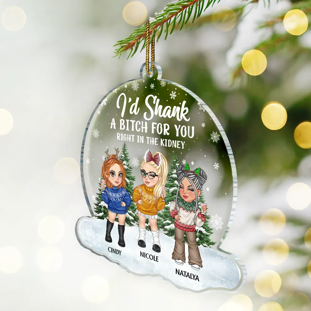 Christmas Bestie I'd Shank For You - Personalized Custom Shaped Acrylic Ornament - Image 2