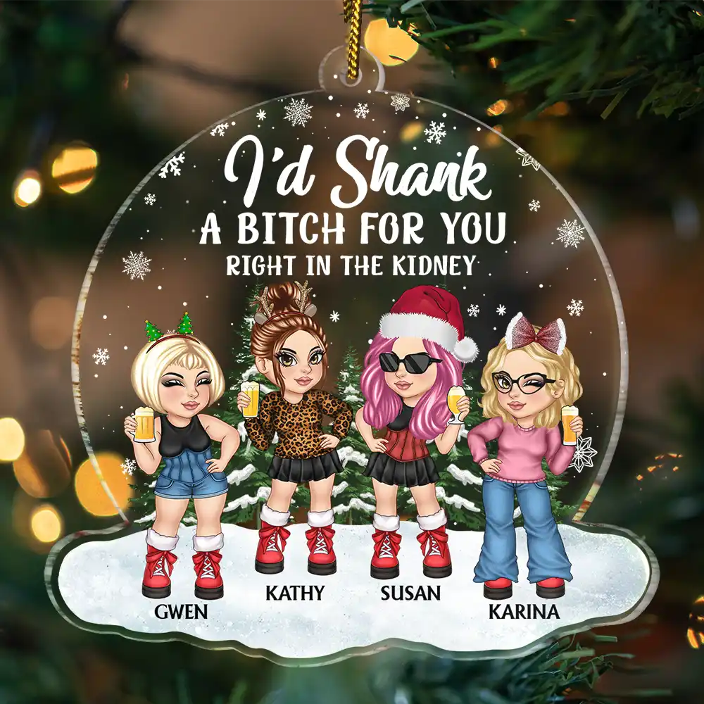 Christmas Bestie I'd Shank For You - Personalized Custom Shaped Acrylic Ornament - Image 3