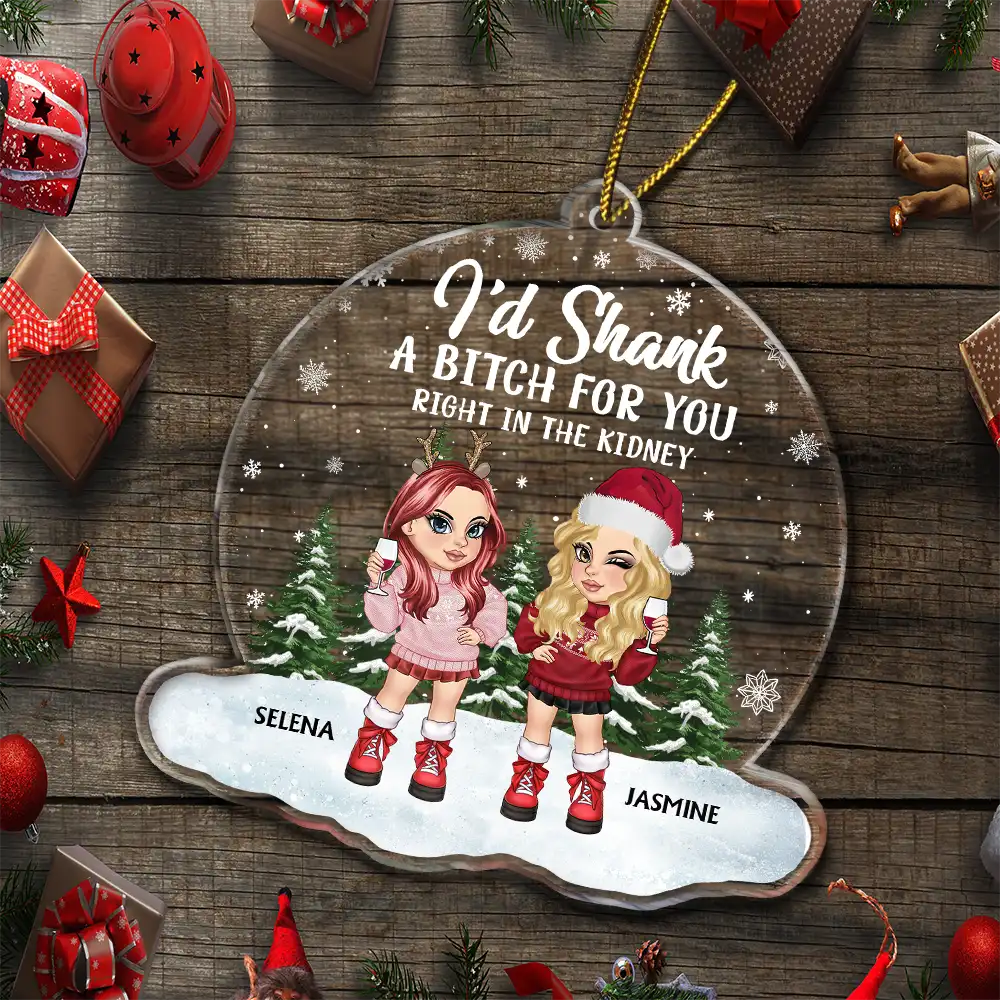 Christmas Bestie I'd Shank For You - Personalized Custom Shaped Acrylic Ornament - Image 5