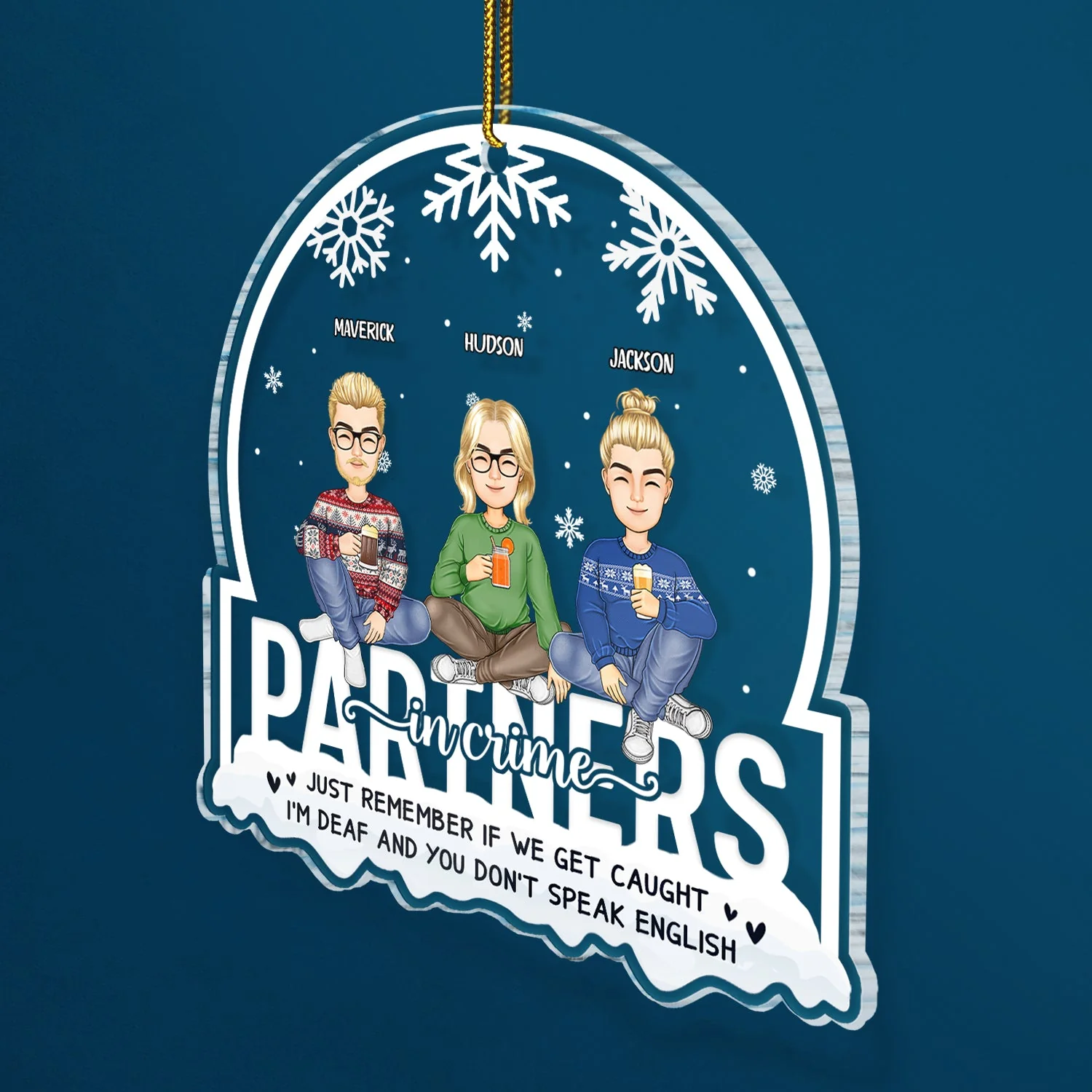 Christmas Bestie Partners In Crime If We Get Caught - Gift For Bestie - Personalized Custom Shaped Acrylic Ornament - Image 2