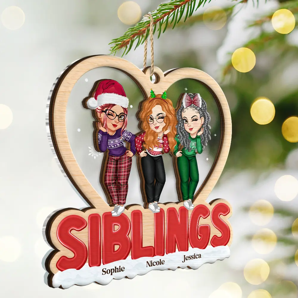 Christmas Bestie Sister - Personalized 2-Layered Mix Ornament - Image 2