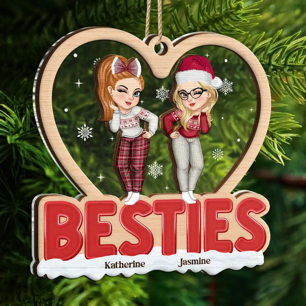 Christmas Bestie Sister - Personalized 2-Layered Mix Ornament - Image 5