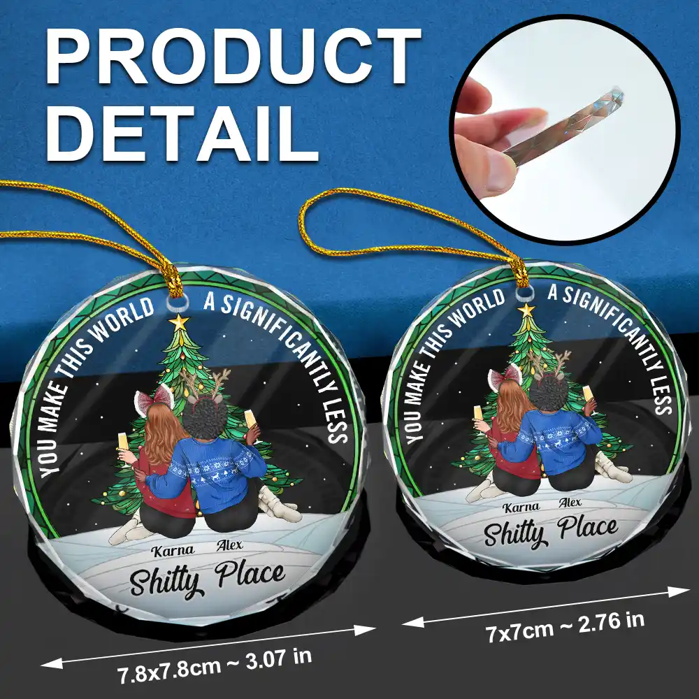 Christmas Bestie You Make The World Better - Personalized Circle Glass Ornament - Image 6