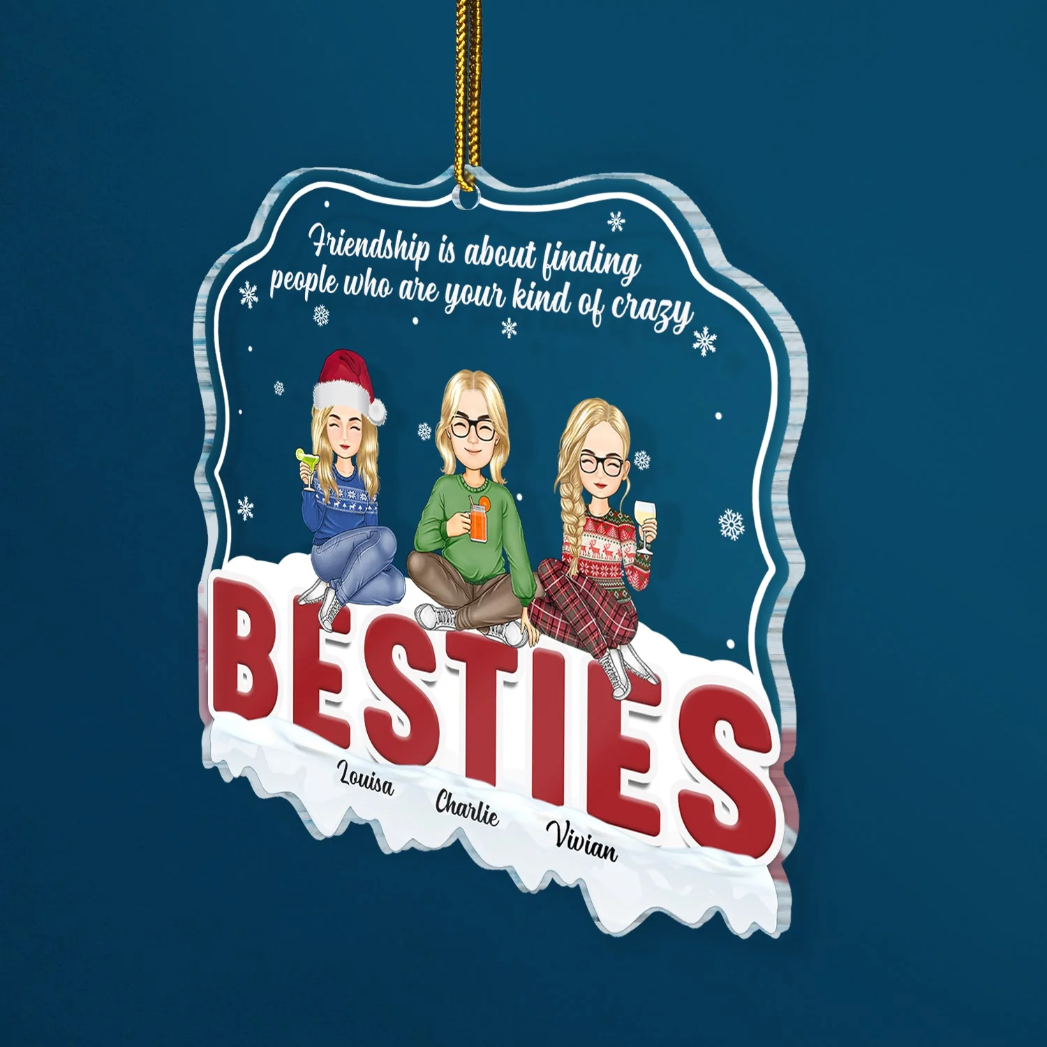 Christmas Bestie Your Kind Of Crazy - Gift For Bestie - Personalized Custom Shaped Acrylic Ornament - Image 2