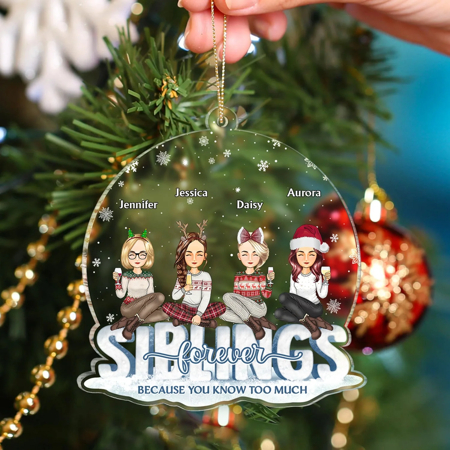 Christmas Besties Forever Cuz You Know Too Much - Gift For Besties - Personalized Custom Shaped Acrylic Ornament - Image 4