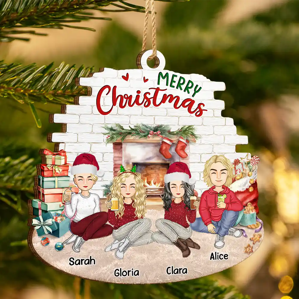 Christmas Besties Forever - Personalized Custom Shaped Wooden Ornament - Image 3