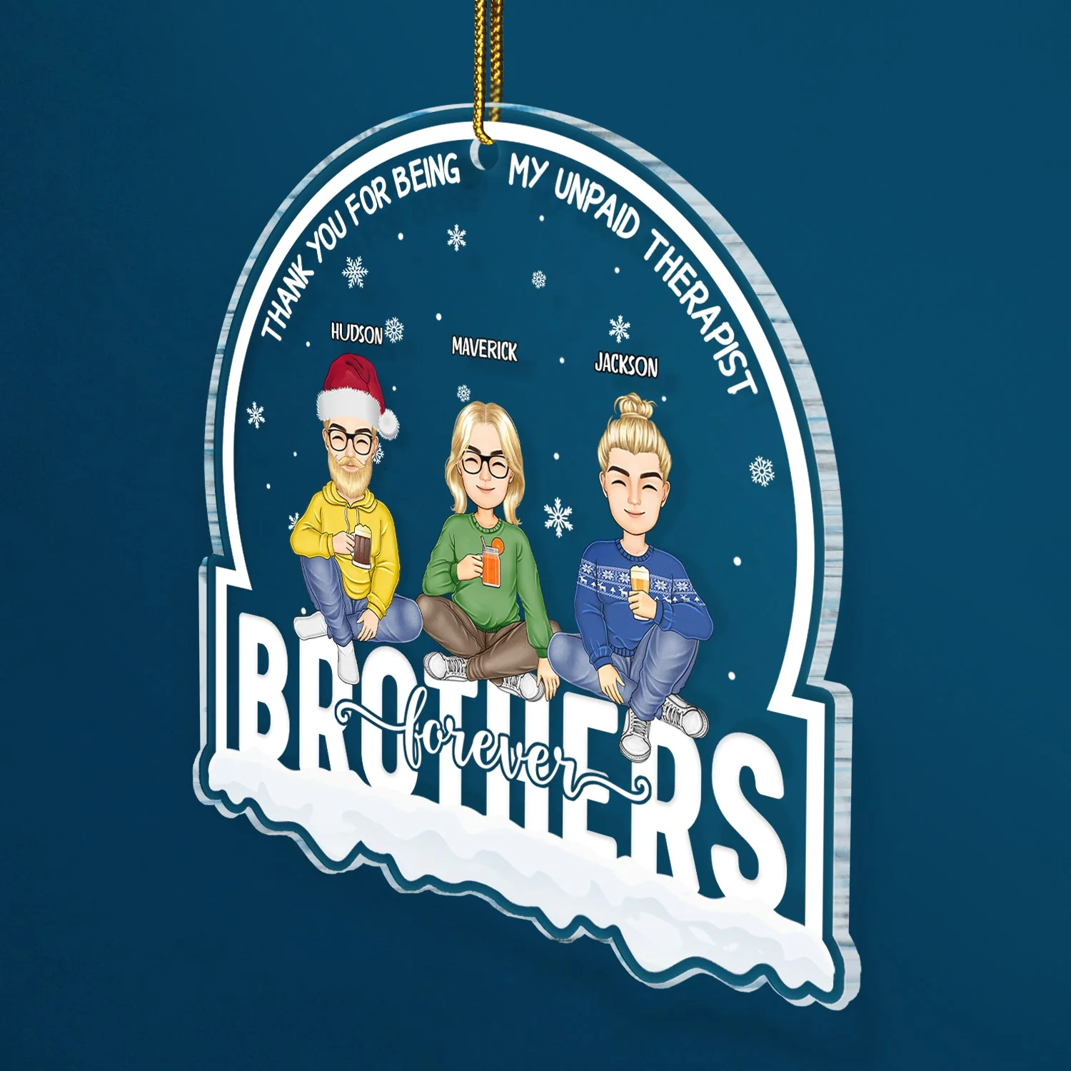 Christmas Besties Forever Thank You For Being My Unpaid Therapist - Gift For Bestie - Personalized Custom Shaped Acrylic Ornament - Image 2