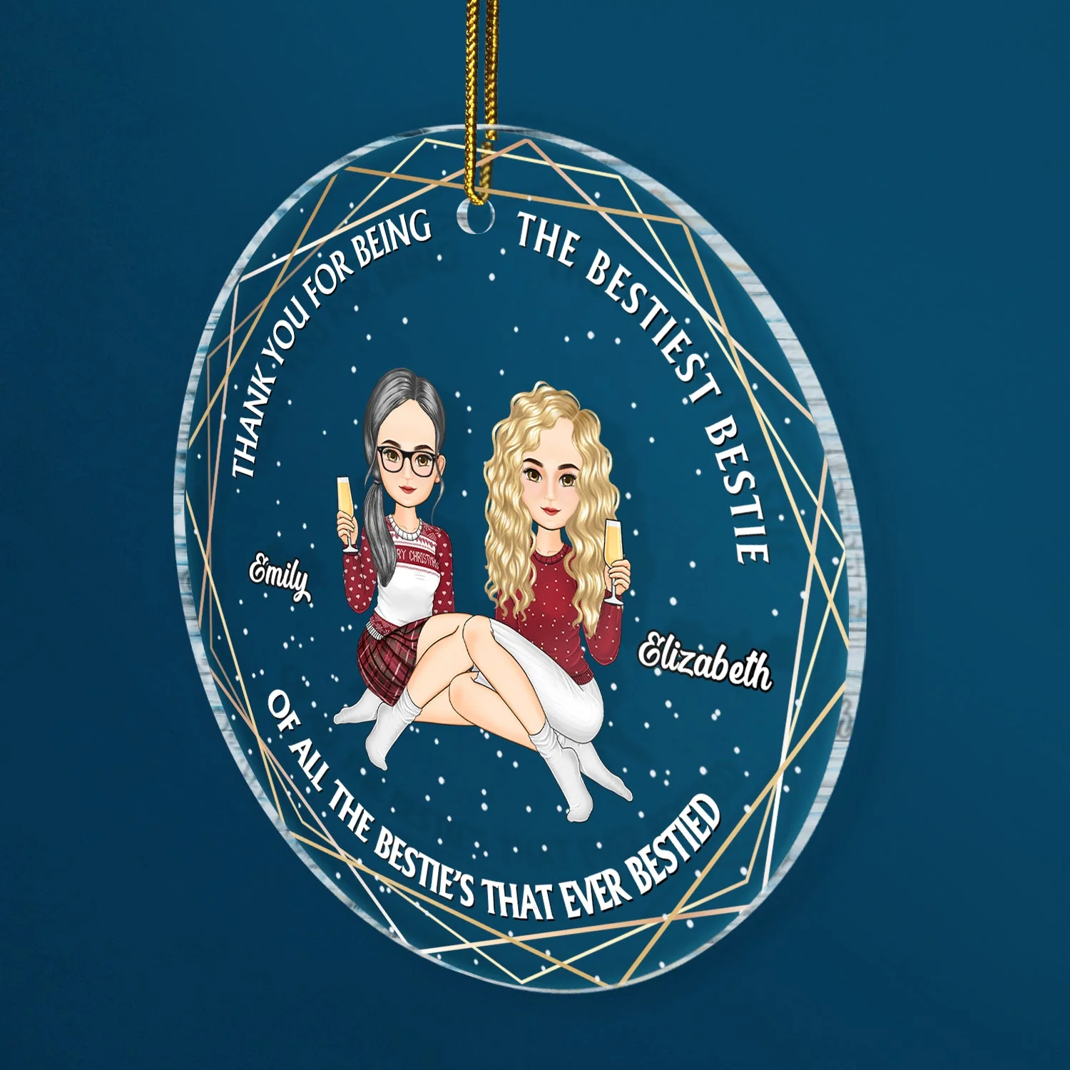 Christmas Bestiest Bestie Of All The Bestie's - Gift For Besties - Personalized Circle Acrylic Ornament - Image 2