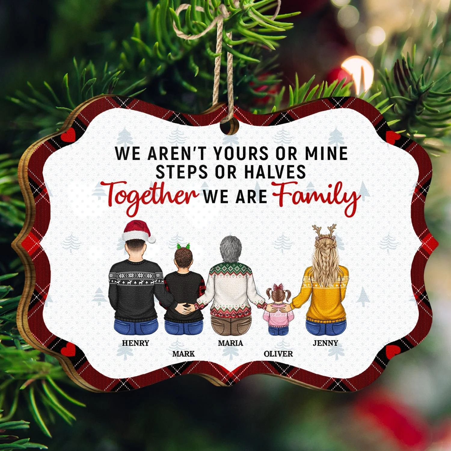 Christmas Blended Family We Aren‘t Yours Or Mine - Gift For Family - Personalized Medallion Wooden Ornament - Image 3