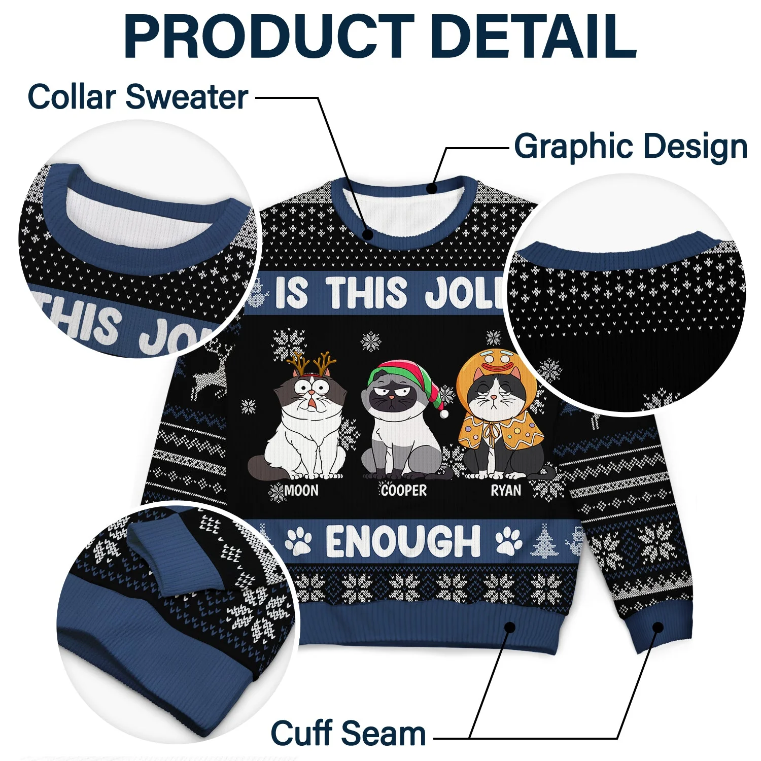 Christmas Cats Is This Jolly Enough - Gift For Cat Lovers - Personalized Unisex Ugly Sweater - Image 6