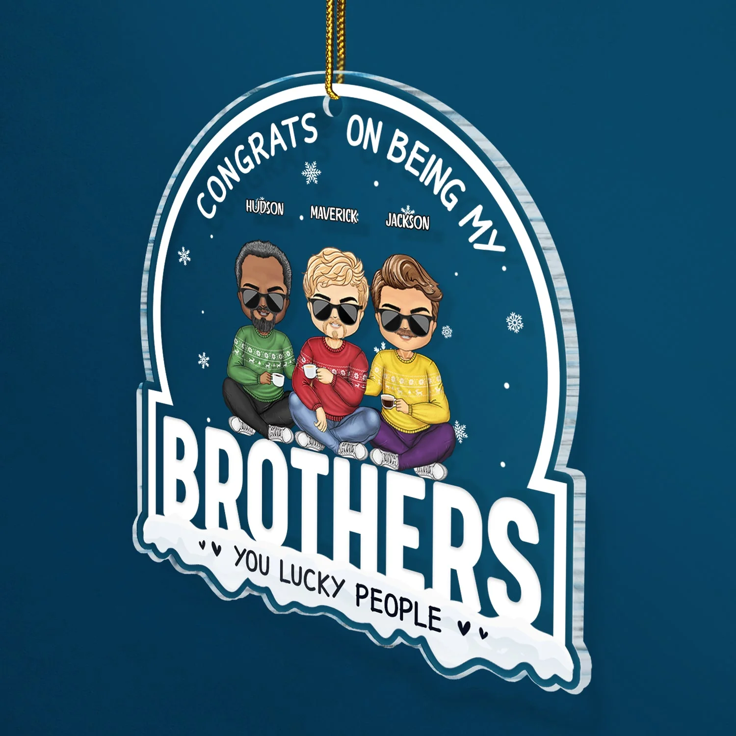 Christmas Chibi Congrats On Being My Sister Brother - Gift For Siblings - Personalized Custom Shaped Acrylic Ornament - Image 2