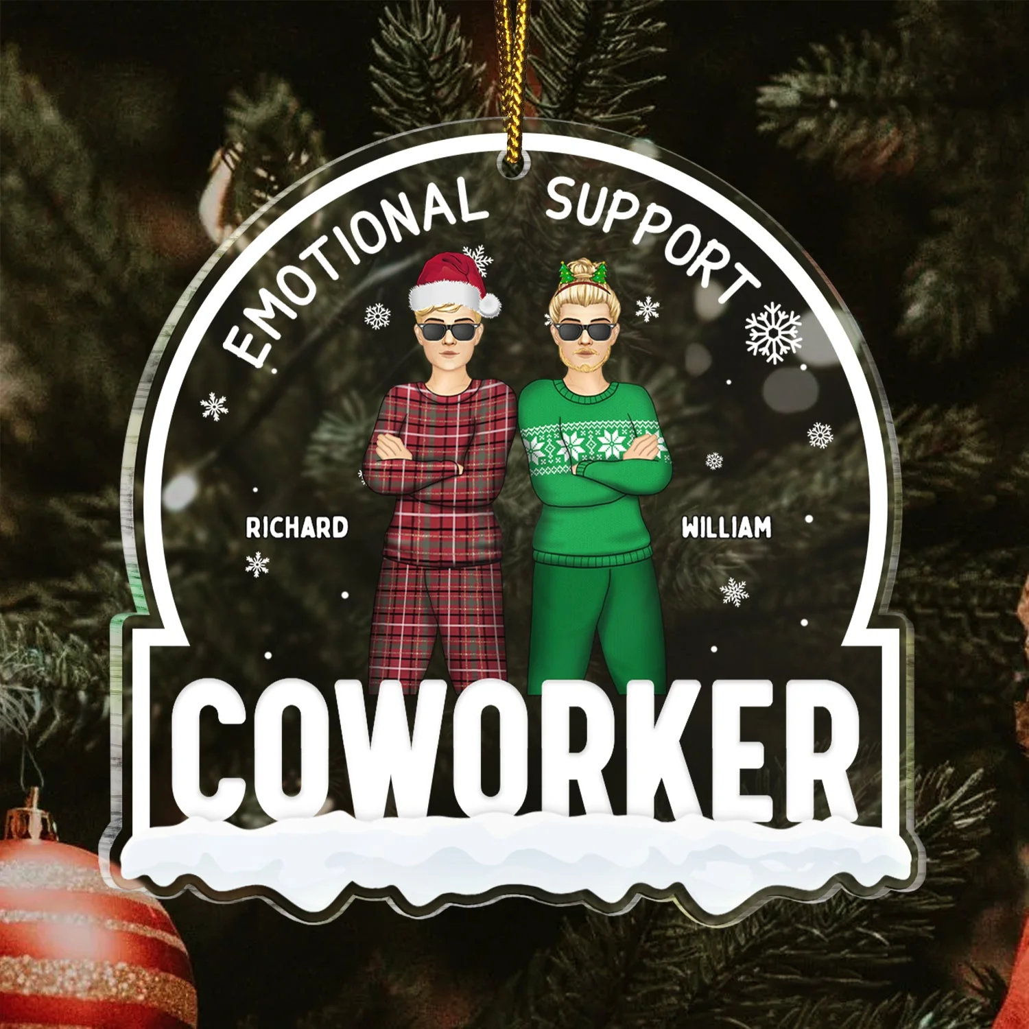 Christmas Colleagues Emotional Support Coworker - Gift For Coworker - Personalized Custom Shaped Acrylic Ornament - Image 3