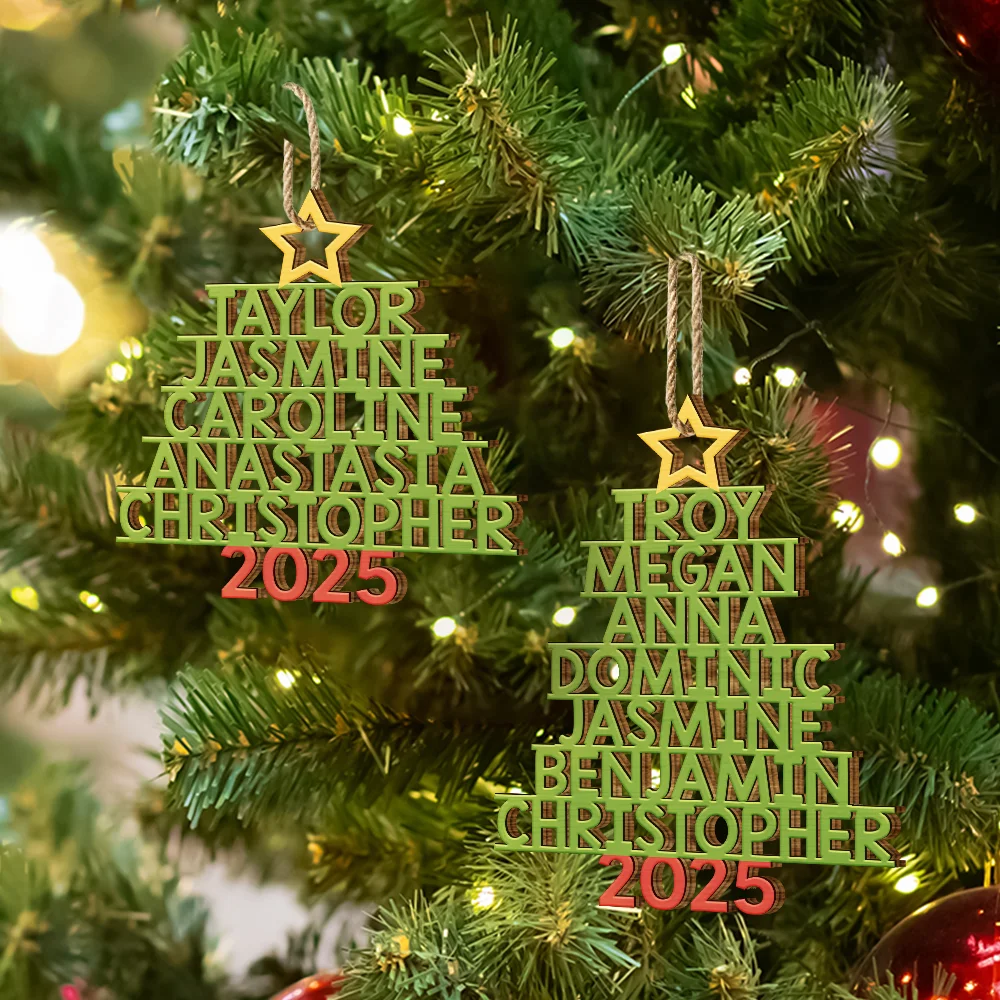 Christmas Color Tree Family Name - Gift For Family, Besties, Coworker - Personalized Wooden Cutout Ornament - Image 6