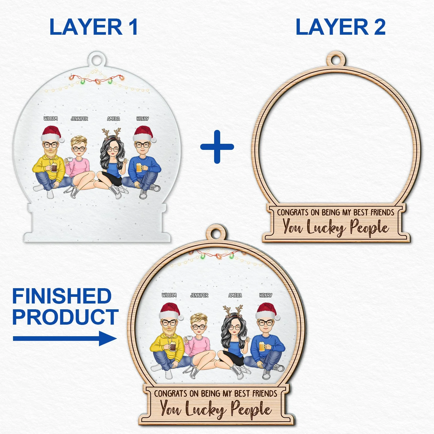 Christmas Congrats On Being My Best Friends Siblings Coworkers - Gift For Bestie, Siblings - Personalized 2-Layered Mix Ornament - Image 6