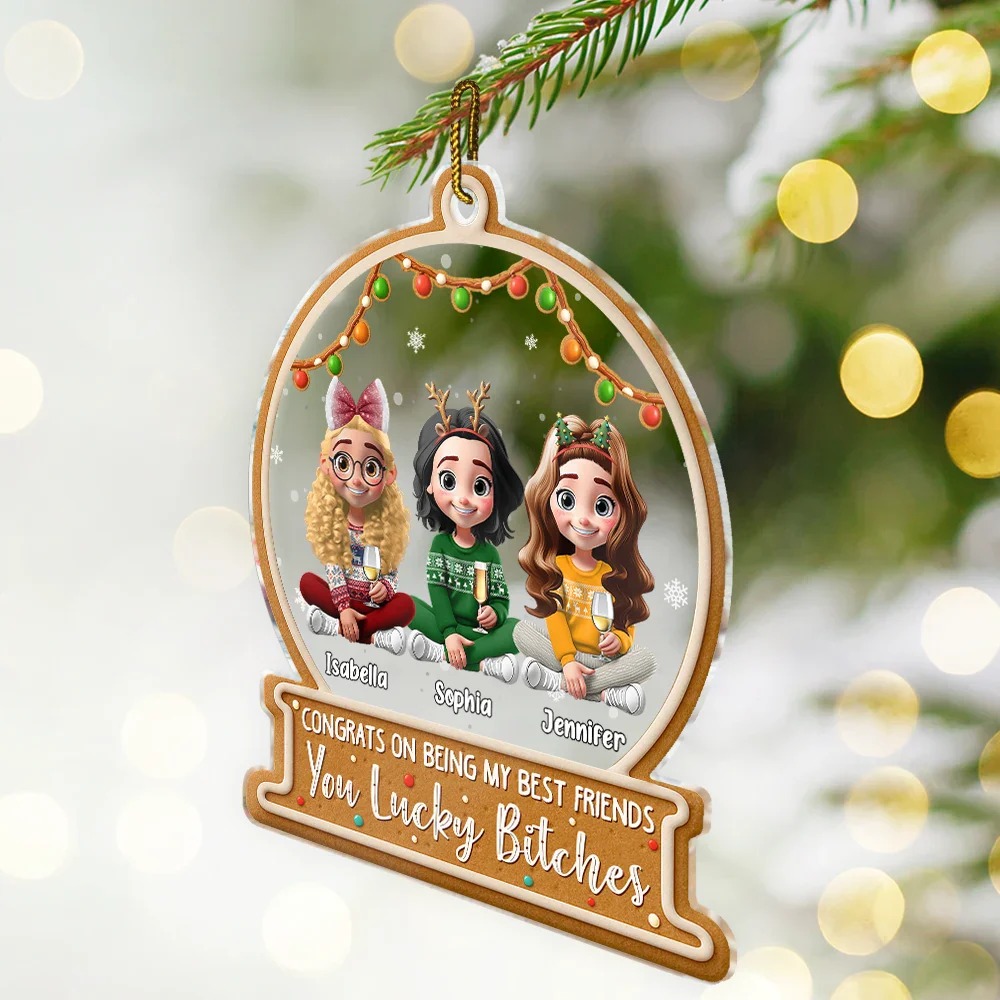 Christmas Congrats On Being My Bestie 3D Effect Gingerbread Style - Personalized Custom Shaped Acrylic Ornament - Image 2