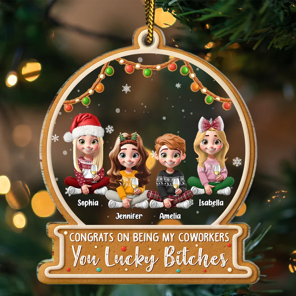 Christmas Congrats On Being My Bestie 3D Effect Gingerbread Style - Personalized Custom Shaped Acrylic Ornament - Image 3