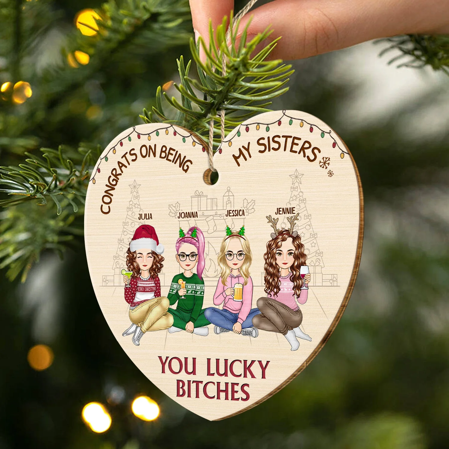 Christmas Congrats On Being My Bestie - Gift For Bestie - Personalized Custom Shaped Wooden Ornament - Image 2