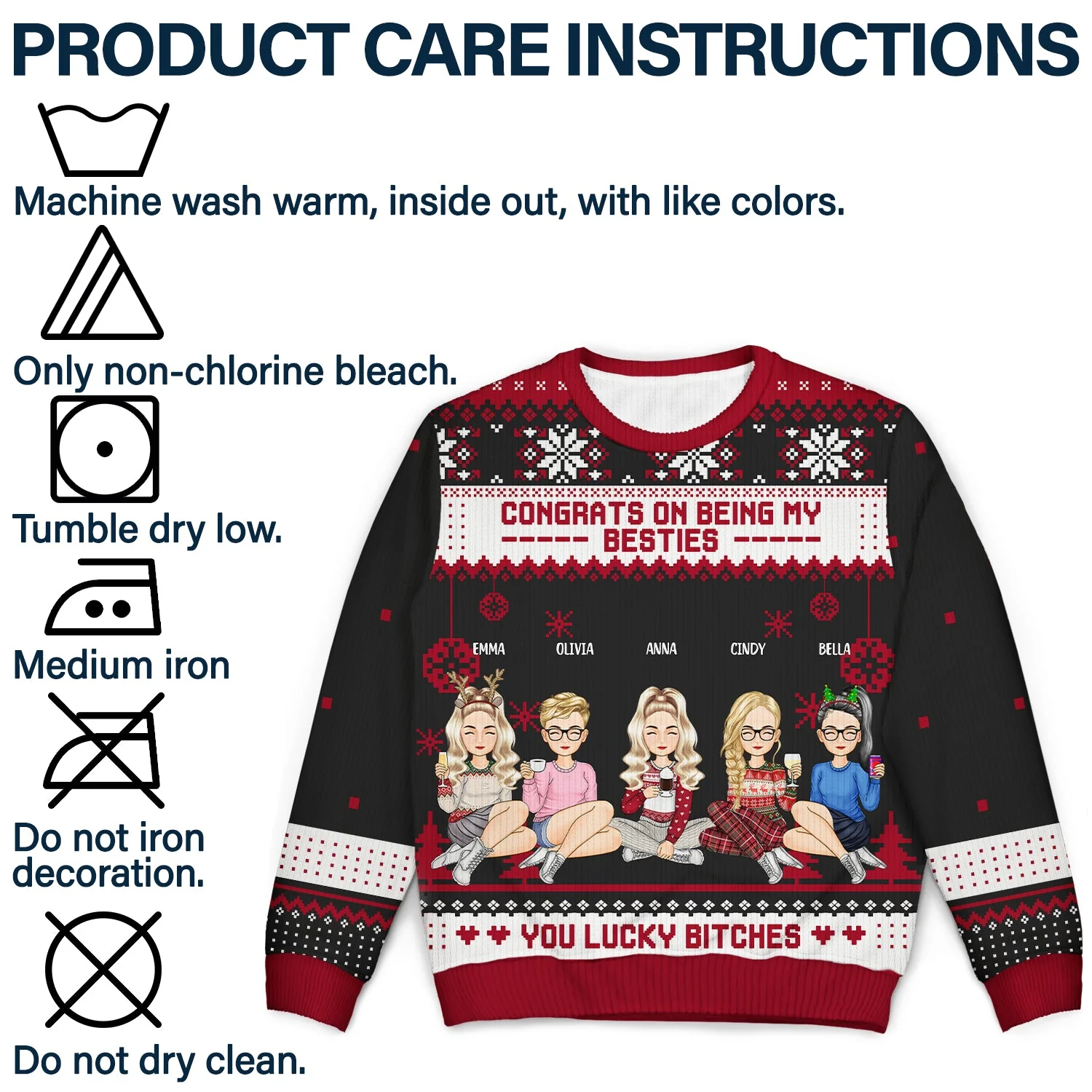 Christmas Congrats On Being My Bestie - Gift For Bestie - Personalized Unisex Ugly Sweater - Image 7