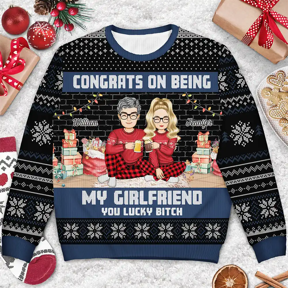 Christmas Congrats On Being My Husband - Personalized Unisex Ugly Sweater - Image 3