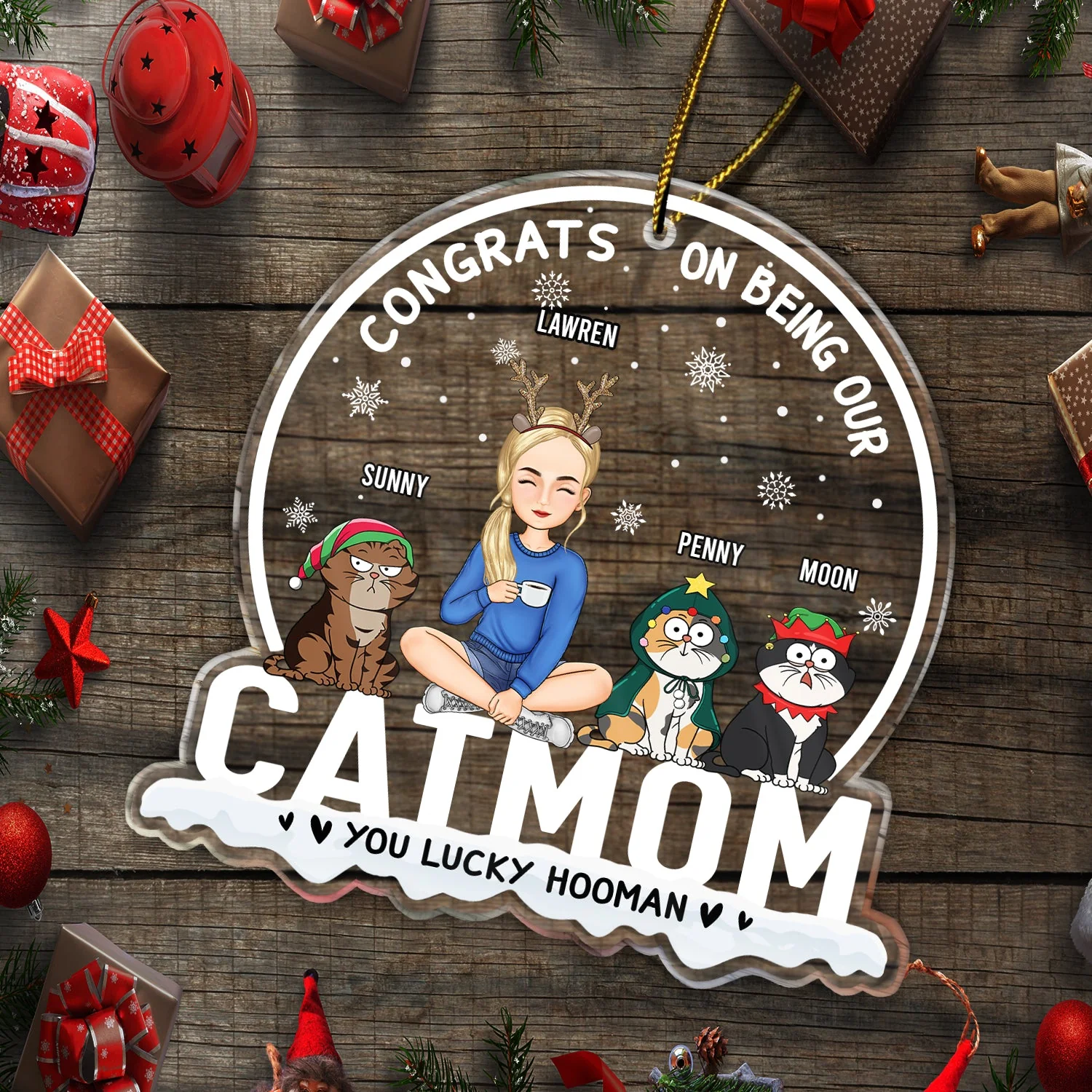 Christmas Congrats On Being Our Cat Mom Cat Dad - Gift For Cat Lovers - Personalized Custom Shaped Acrylic Ornament - Image 5