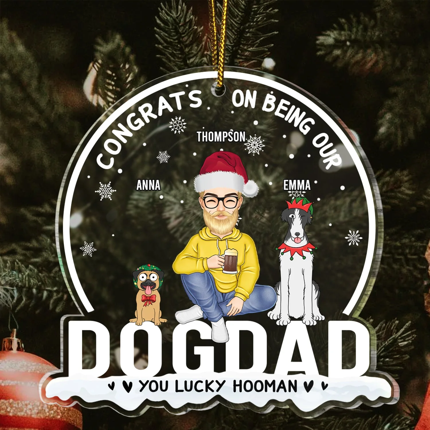 Christmas Congrats On Being Our Dog Mom Dog Dad - Gift For Dog Lovers - Personalized Custom Shaped Acrylic Ornament - Image 3