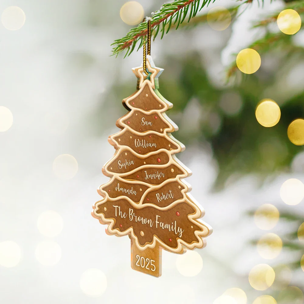 Christmas Cookie Tree Family Bestie Custom Names - Personalized Custom Shaped Acrylic Ornament - Image 2