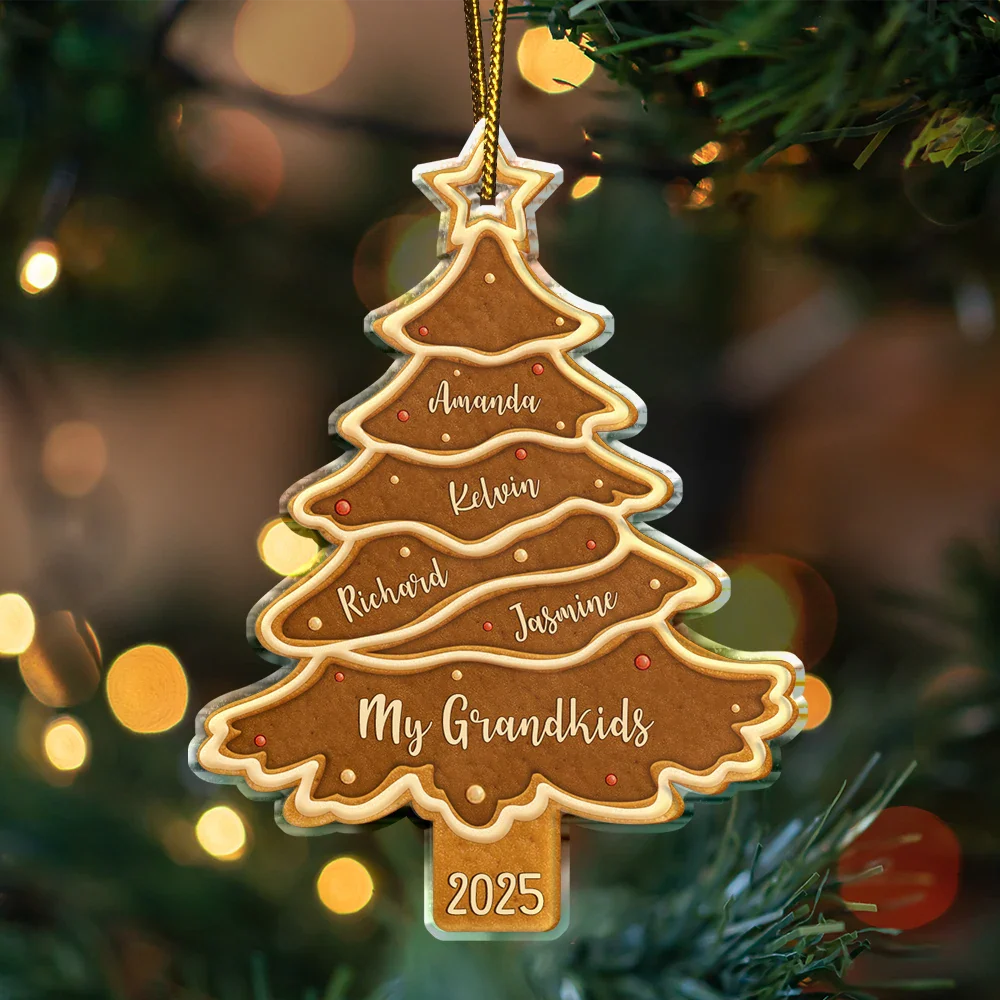 Christmas Cookie Tree Family Bestie Custom Names - Personalized Custom Shaped Acrylic Ornament - Image 3