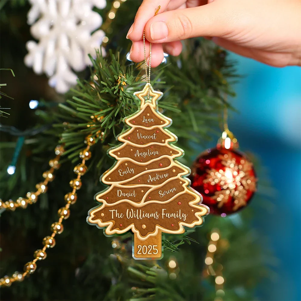 Christmas Cookie Tree Family Bestie Custom Names - Personalized Custom Shaped Acrylic Ornament - Image 4