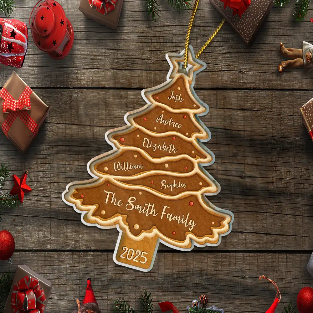 Christmas Cookie Tree Family Bestie Custom Names - Personalized Custom Shaped Acrylic Ornament - Image 5