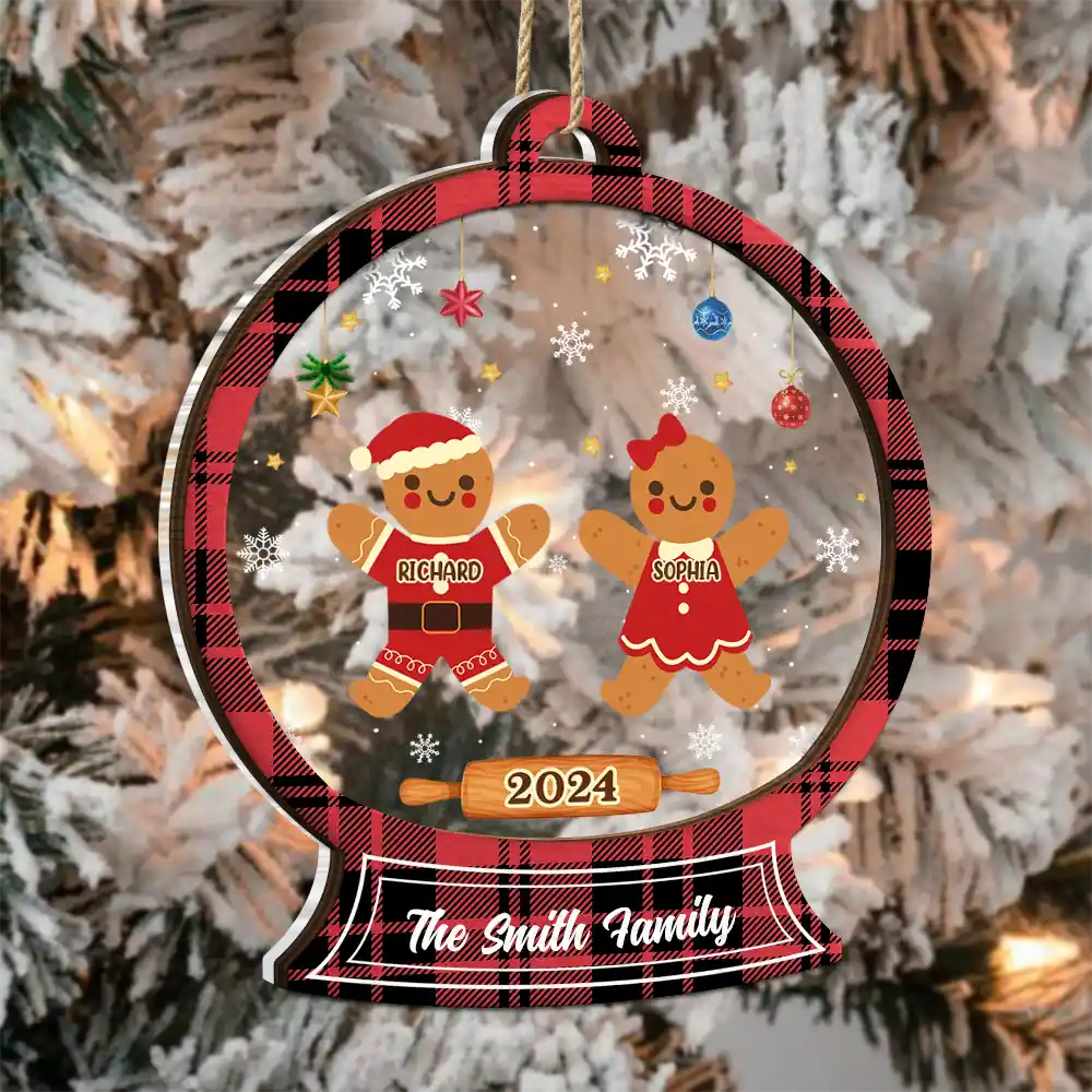 Christmas Cookies Gingerbread Family - Personalized 2-Layered Mix Ornament - Image 3