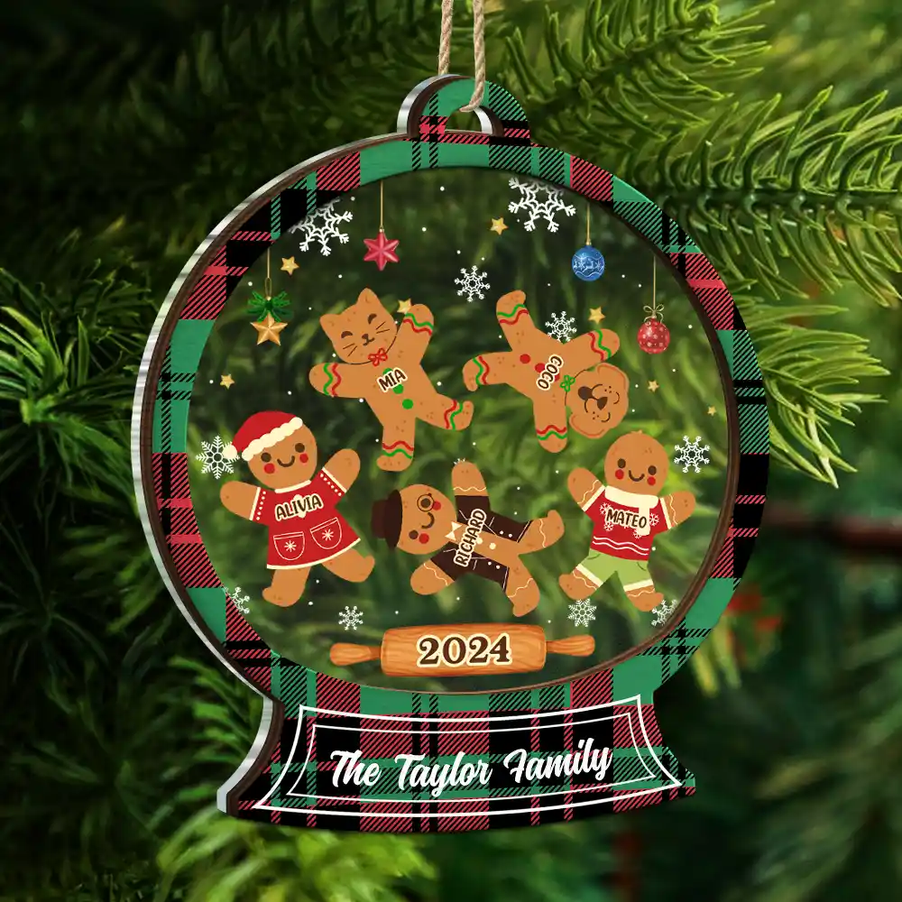 Christmas Cookies Gingerbread Family - Personalized 2-Layered Mix Ornament - Image 5