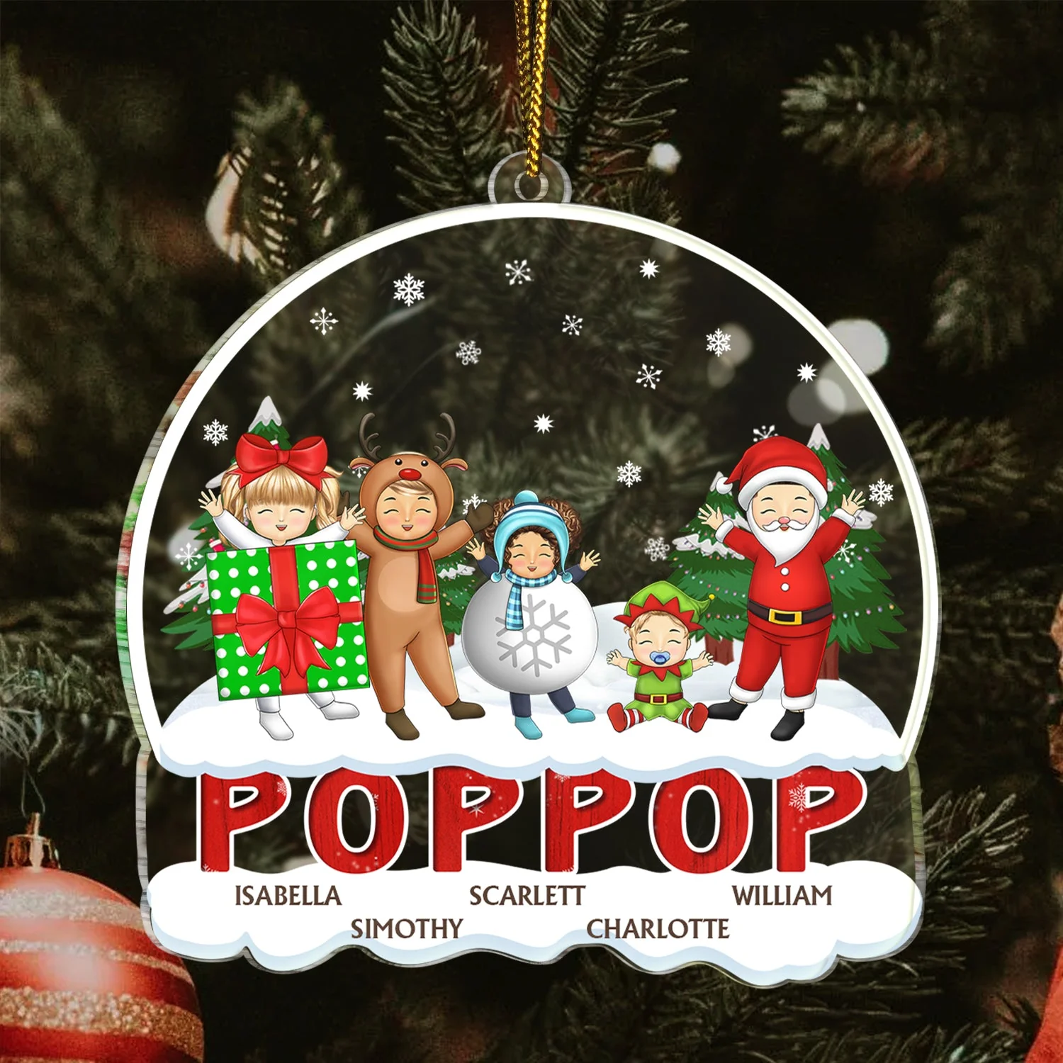 Christmas Cosplay Grandkids Nana Papa Mommy Dad - Loving Gift For Grandpa, Grandma, Grandparents - Personalized Custom Shaped Acrylic Ornament - Image 3