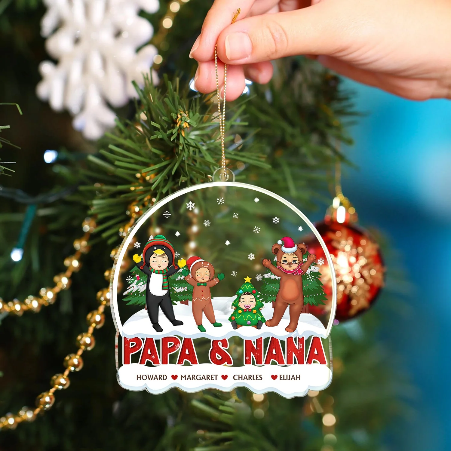 Christmas Cosplay Grandkids Nana Papa Mommy Dad - Loving Gift For Grandpa, Grandma, Grandparents - Personalized Custom Shaped Acrylic Ornament - Image 4