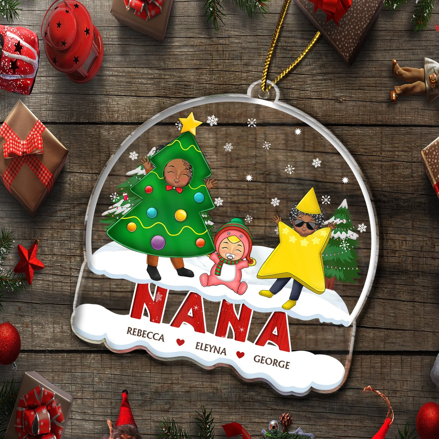 Christmas Cosplay Grandkids Nana Papa Mommy Dad - Loving Gift For Grandpa, Grandma, Grandparents - Personalized Custom Shaped Acrylic Ornament - Image 5