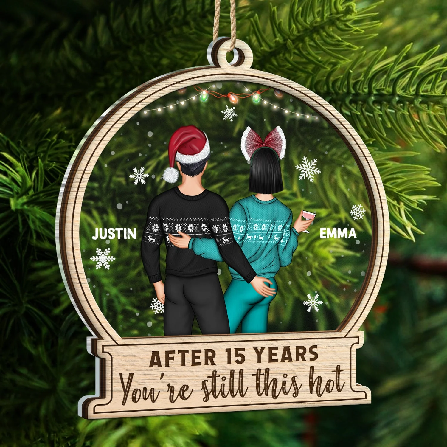 Christmas Couple After Years You Still This Hot - Gift For Couples - Personalized 2-Layered Mix Ornament - Image 5