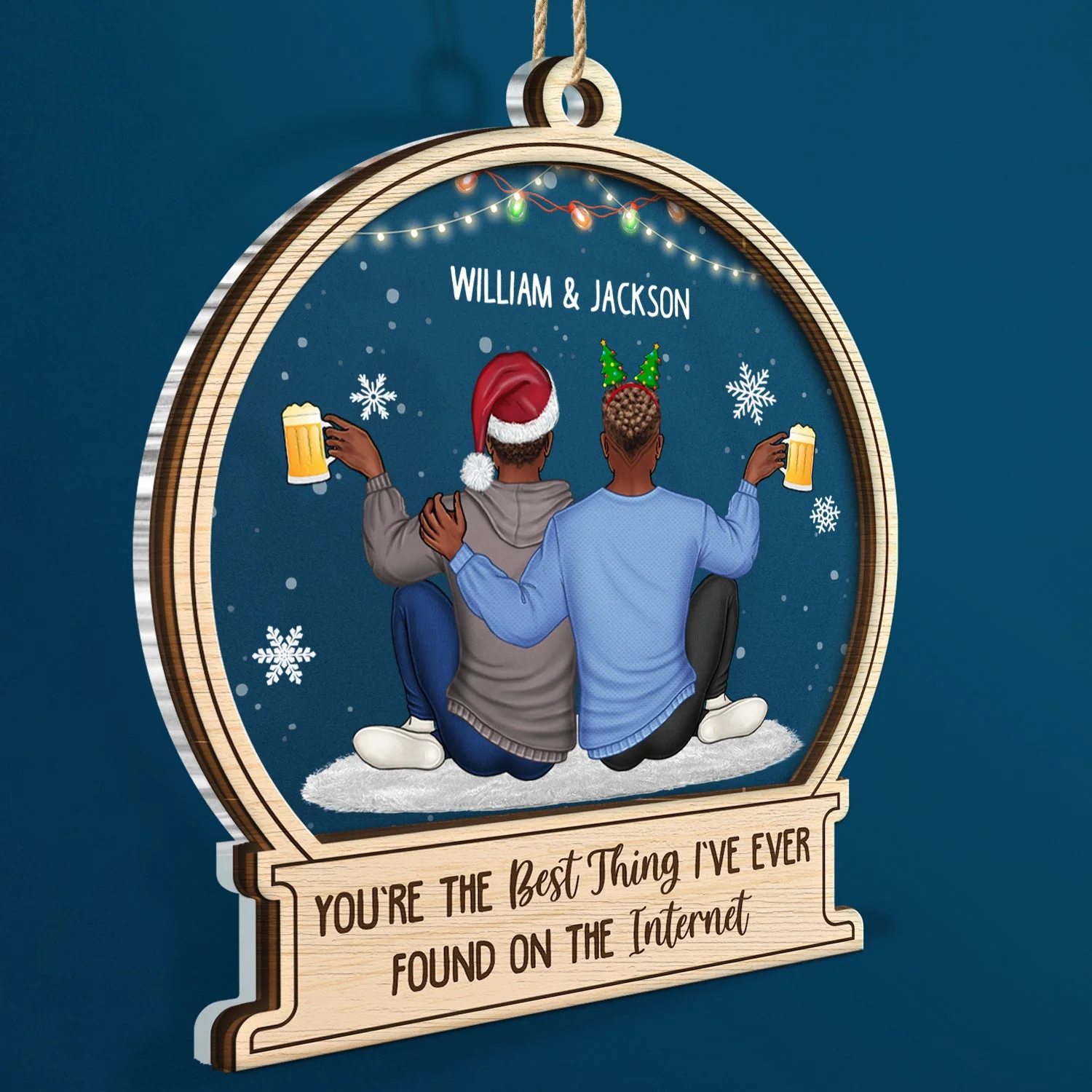 Christmas Couple Backside Couple Best Thing On The Internet - Gift For Couples - Personalized 2-Layered Mix Ornament - Image 2