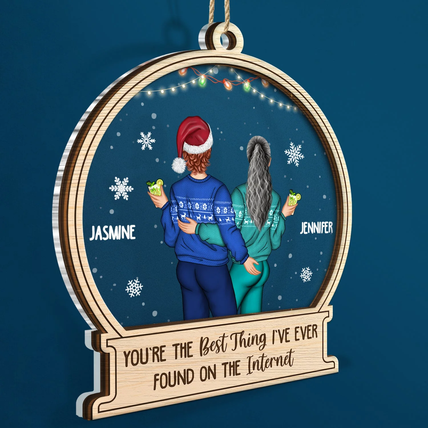 Christmas Couple Backside Touching Best Thing On The Internet - Gift For Couples - Personalized 2-Layered Mix Ornament - Image 2