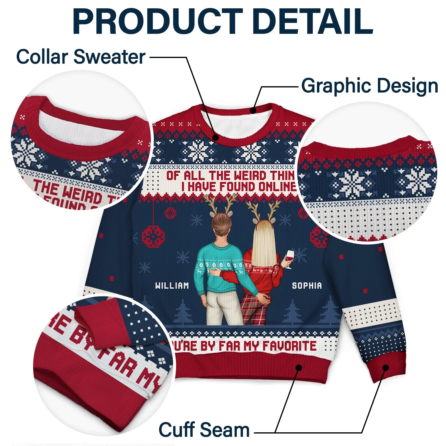 Christmas Couple Backside You Are My Favorite By Far - Gift For Couples - Personalized Unisex Ugly Sweater - Image 6