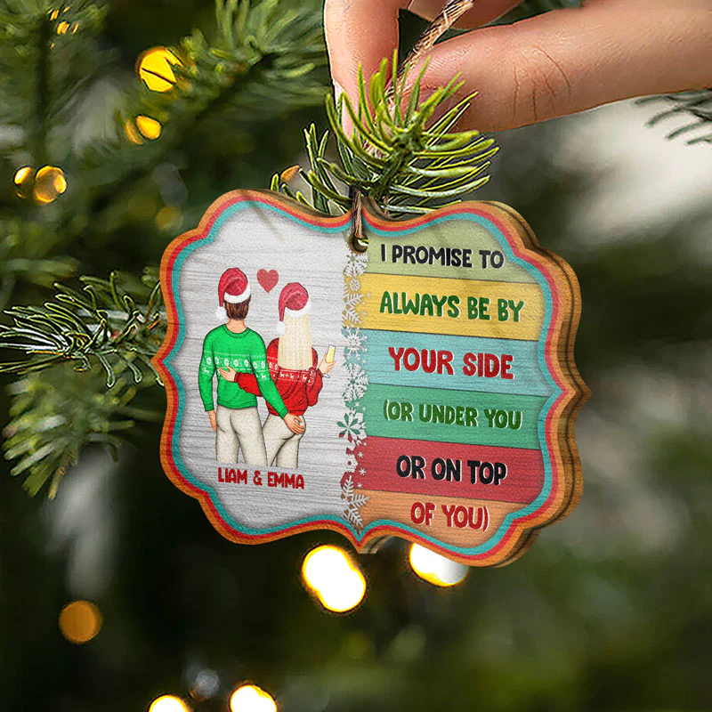 Christmas Couple Be By Your Side - Personalized Wooden Ornament - Image 2