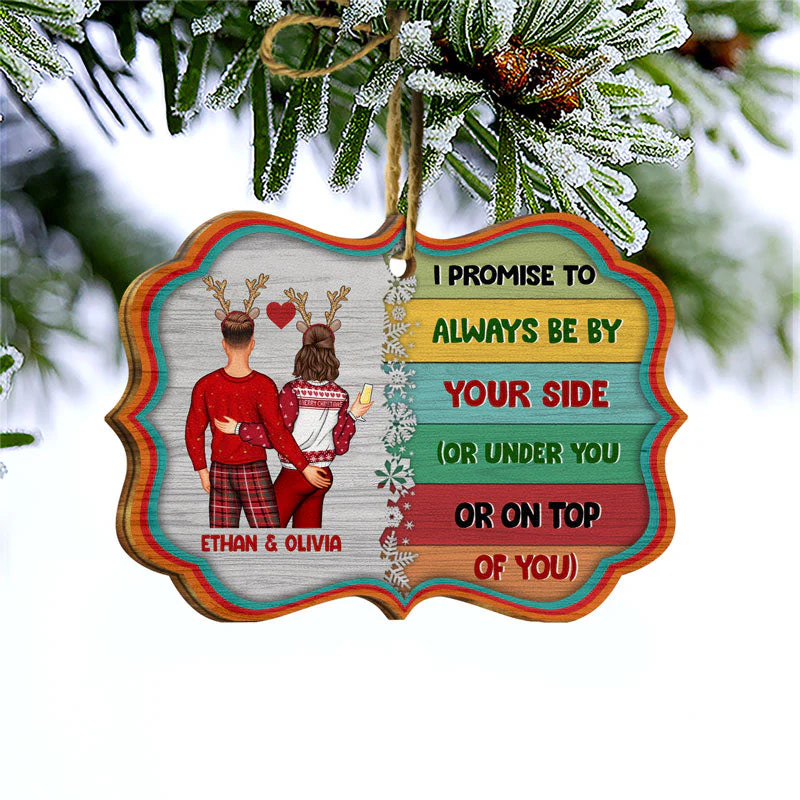 Christmas Couple Be By Your Side - Personalized Wooden Ornament - Image 3