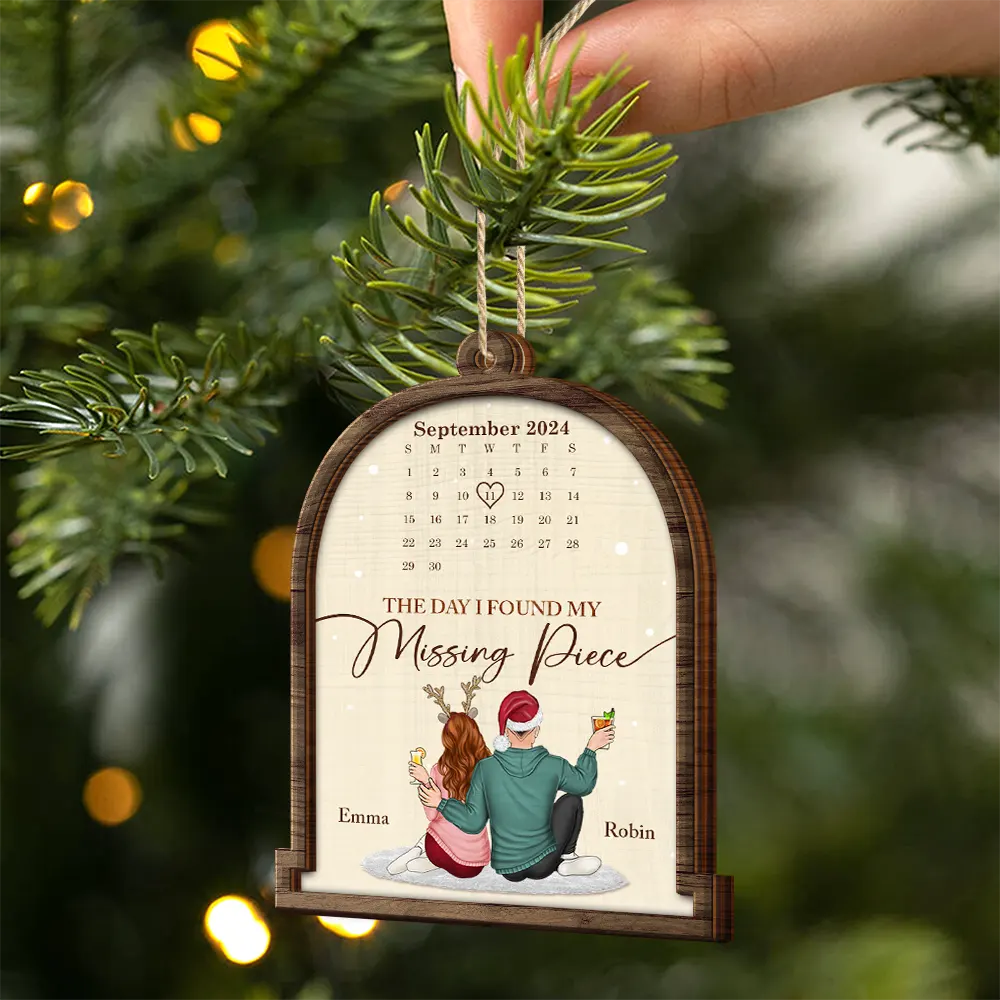 Christmas Couple Calendar The Day Our Journey Began - Personalized 2-Layered Wooden Ornament - Image 2