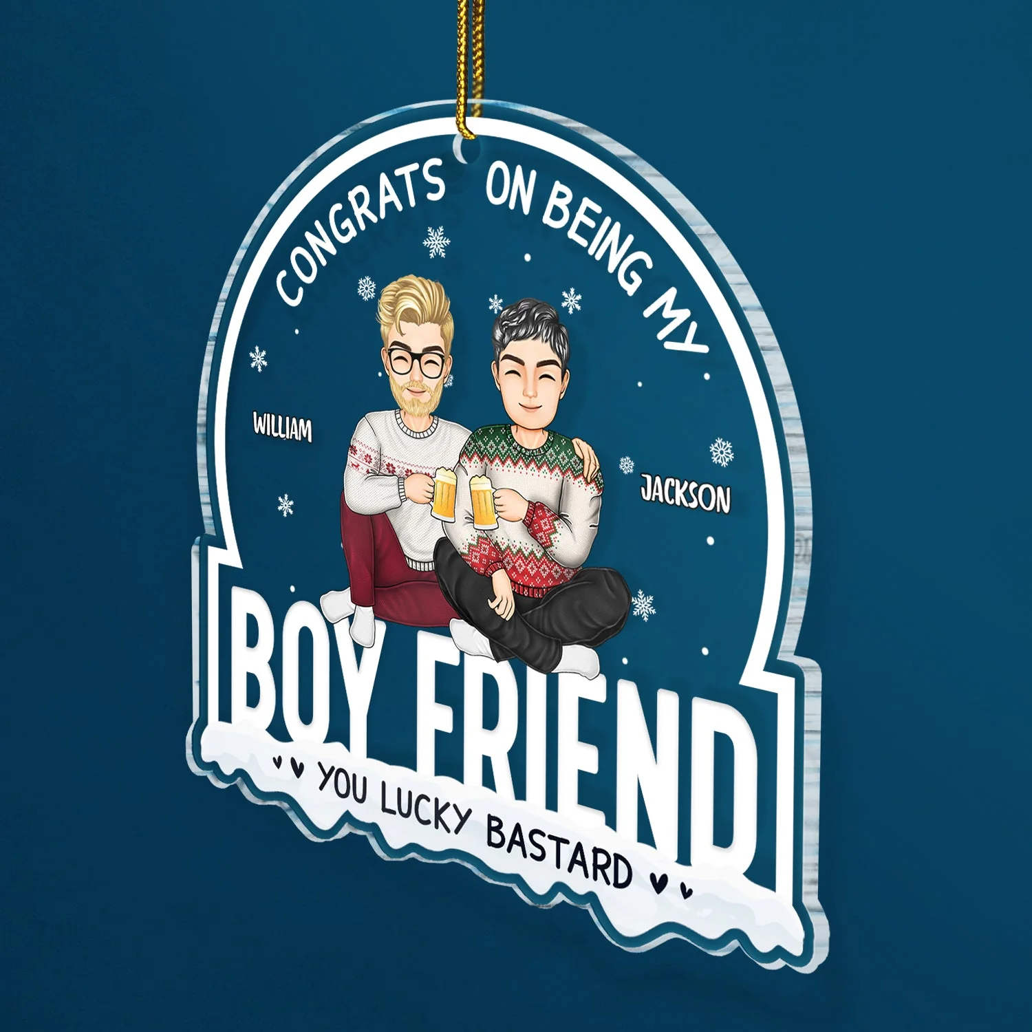 Christmas Couple Congrats On Being My Husband - Gift For Couples - Personalized Custom Shaped Acrylic Ornament - Image 2