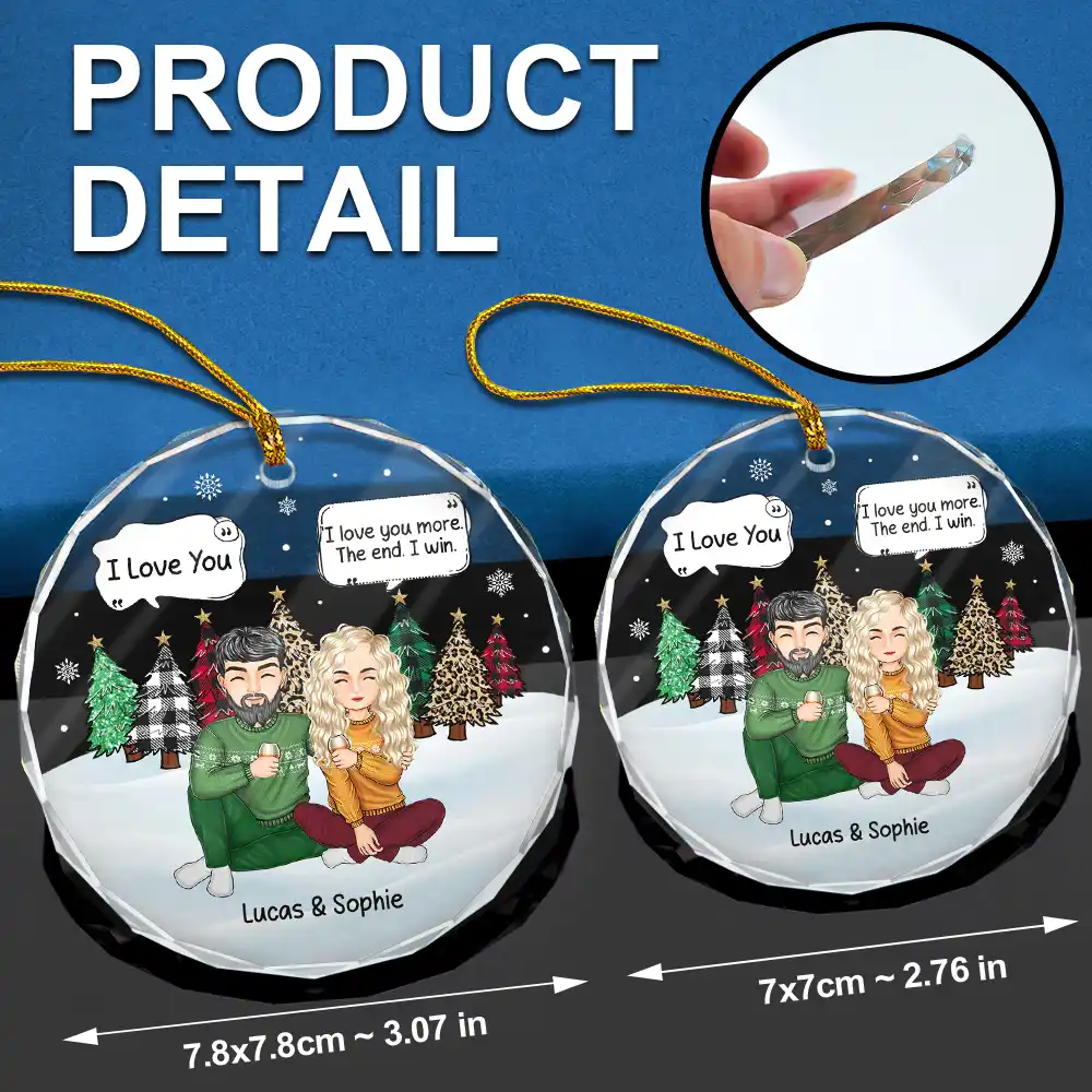 Christmas Couple I Love You More The End - Personalized Circle Glass Ornament - Image 6