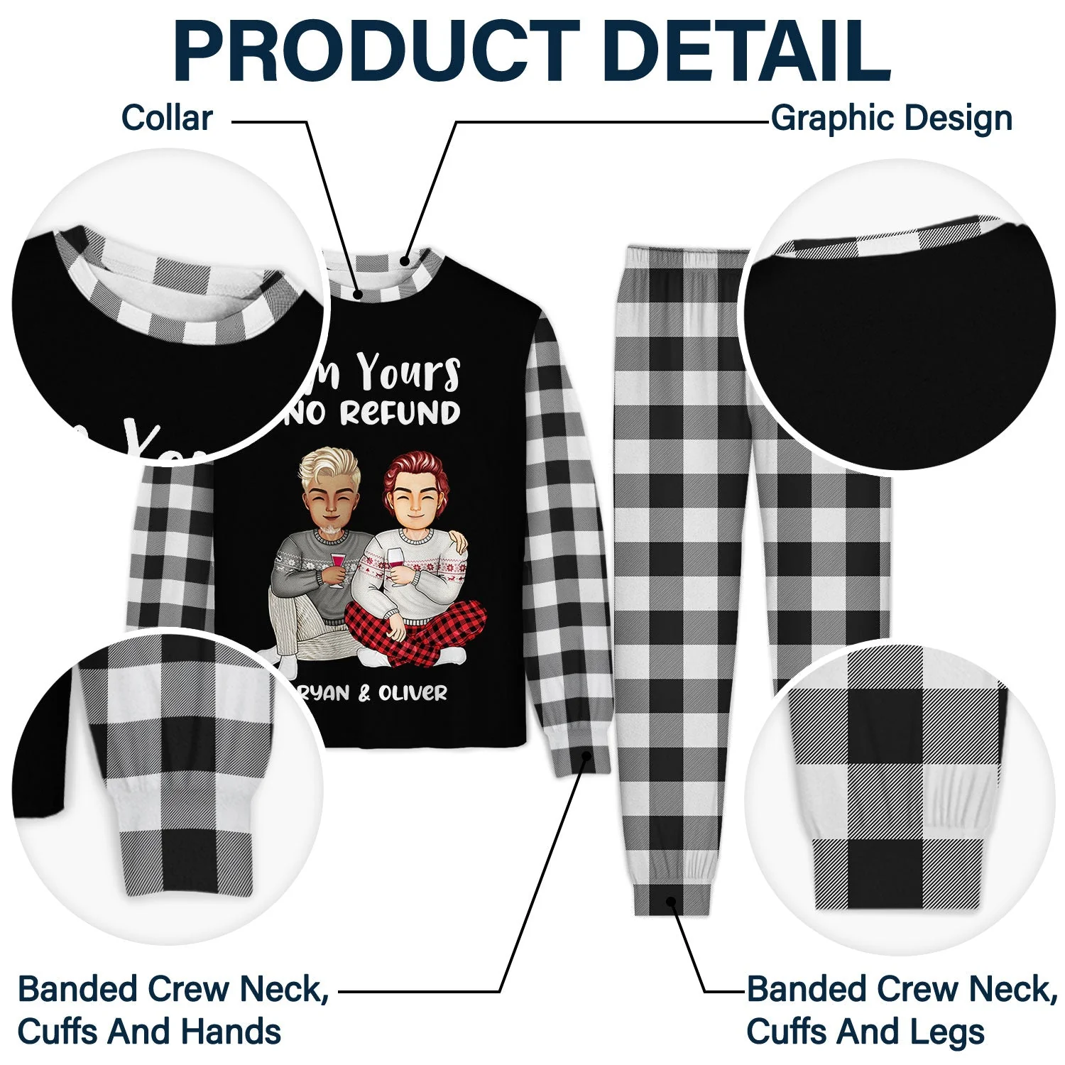 Christmas Couple I'm Yours No Refund - Gift For Couples - Personalized Unisex Pajamas Set - Image 4