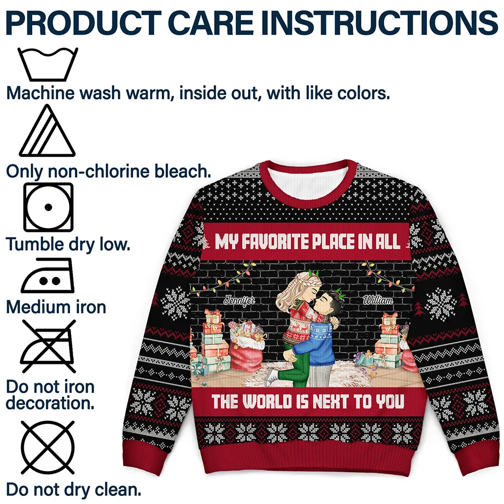 Christmas Couple My Favorite Place In The World - Personalized Unisex Ugly Sweater - Image 7
