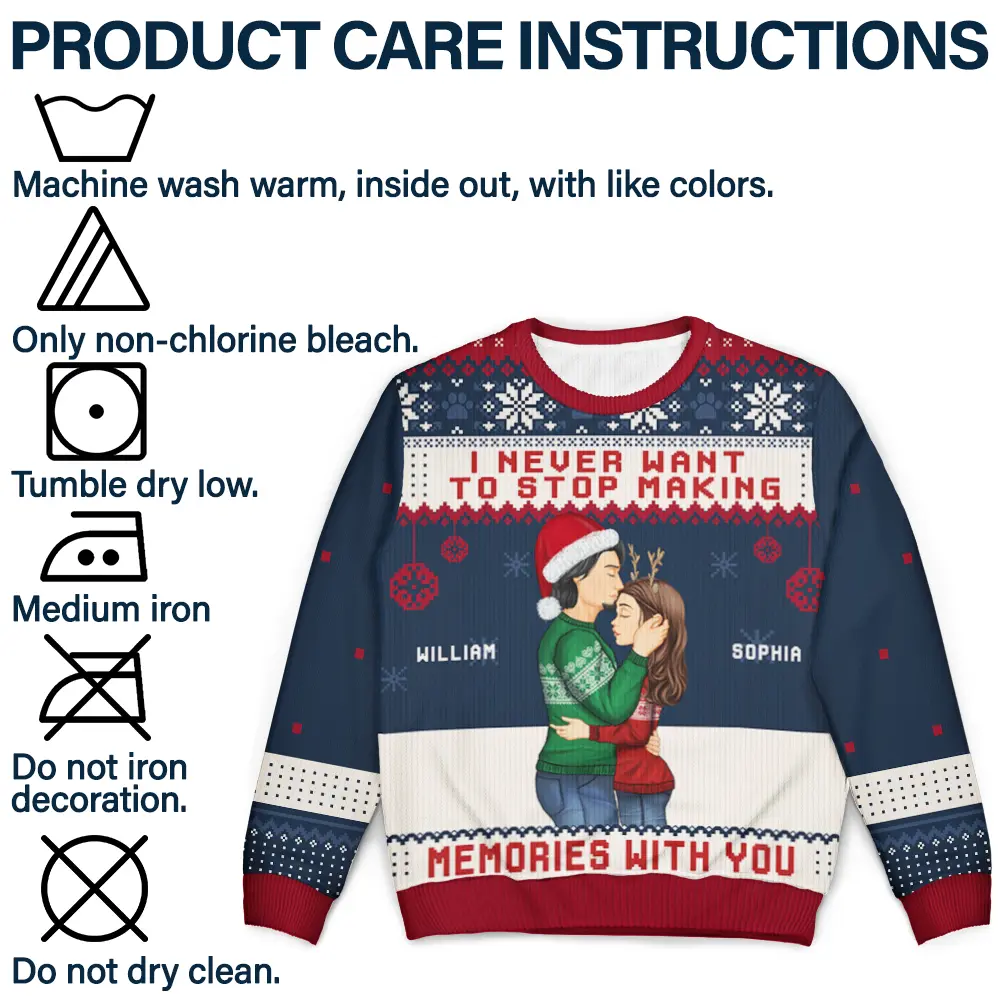Christmas Couple Never Want To Stop Making Memories - Personalized Unisex Ugly Sweater - Image 7