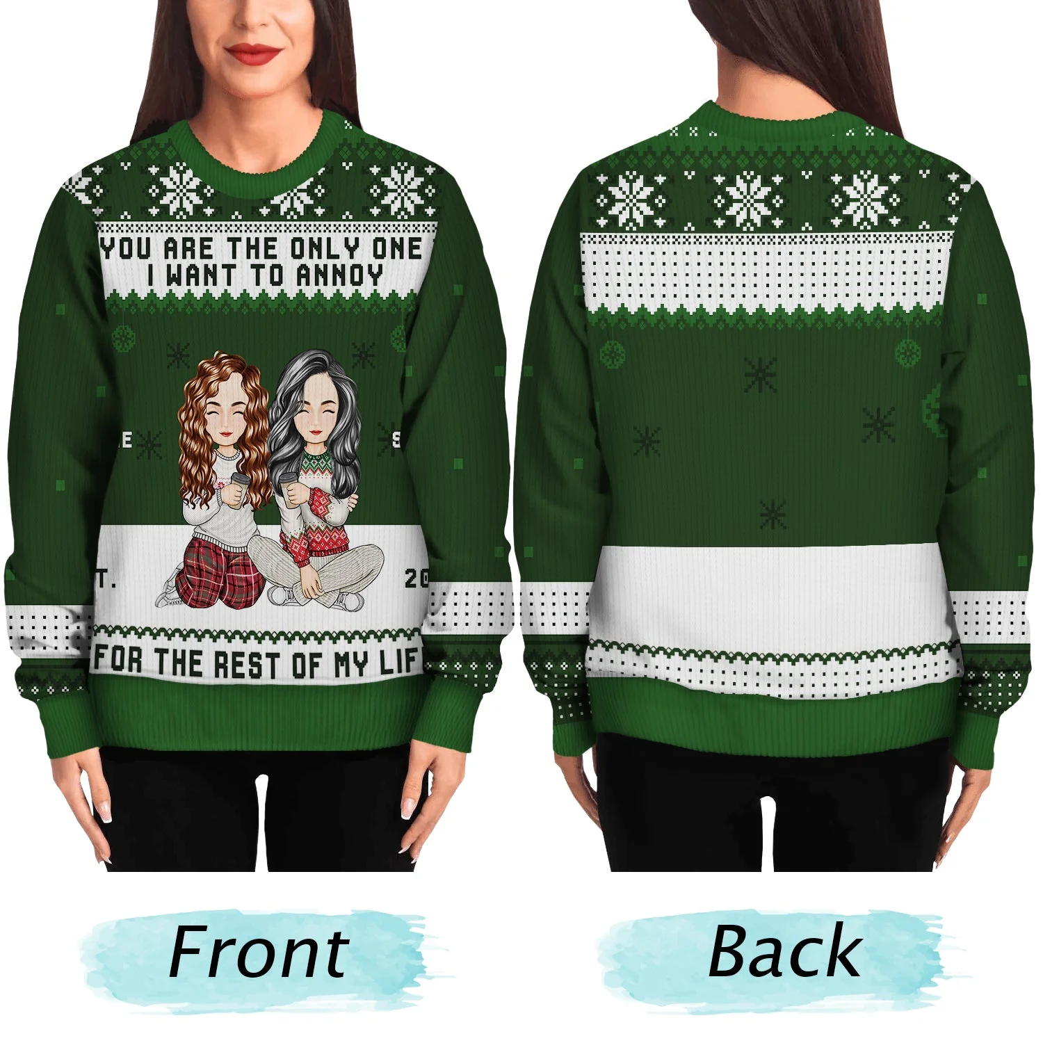 Christmas Couple Only One I Want To Annoy - Gift For Couples - Personalized Unisex Ugly Sweater - Image 5